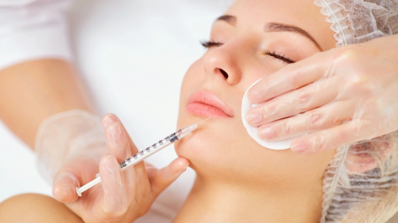 Woman getting dermal fillers.